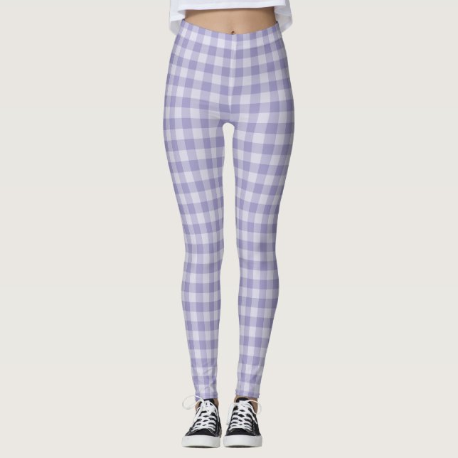 Leggings Purple Checkerboard Pattern (Devant)