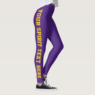 Leggings Purple + Gold Custom School Spirit Texte Légendes