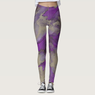 Leggings Purple/Gold Ink Design