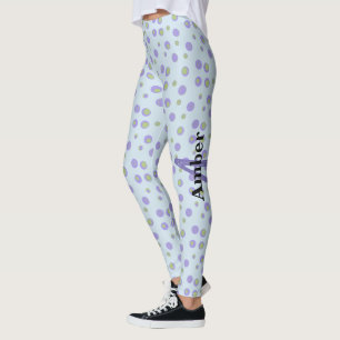 Leggings Purple Green Polka Pot Personnalisé Vêtements
