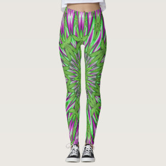 Leggings Purple, Green White Print CBDOilPrincesse