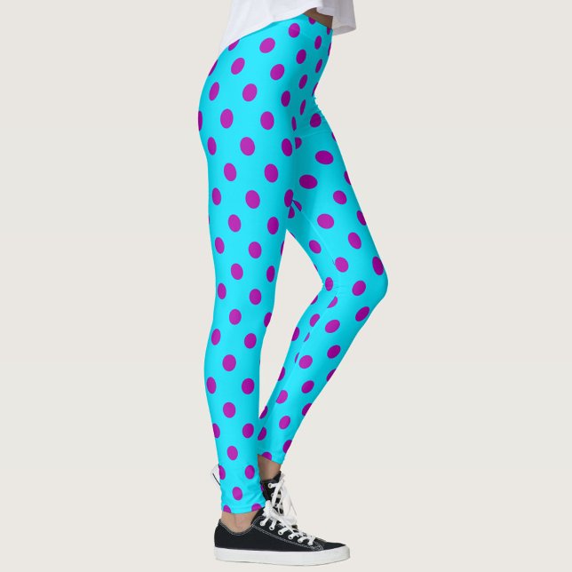 Leggings Purple On Blue Polka Dots Pattern Design (Créateur téléchargé)