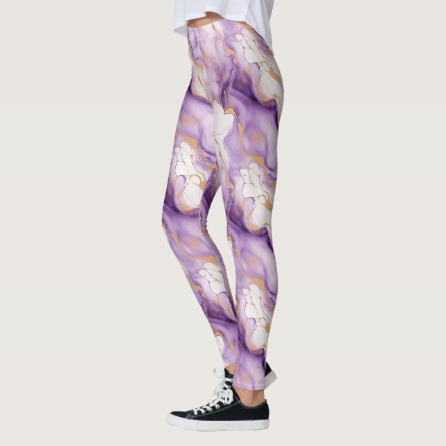 Leggings Purple White Gold Abstract (Gauche)