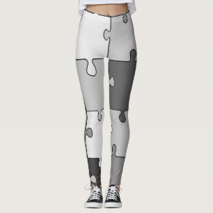 Leggings Puzzle gris denteux espiègle de tons