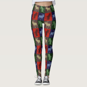 Leggings Quatre pattes motifs d'orignal carrés colorées