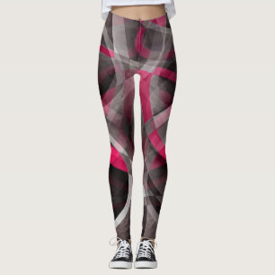 Leggings Quatre-vingts Rose rose et gris Motif funky