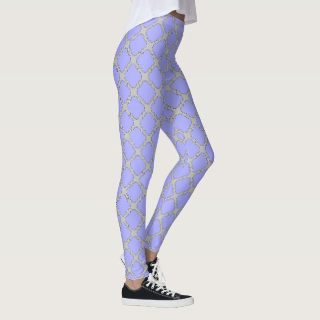 Leggings Quatrefoil periwinkle et gris (Droite)