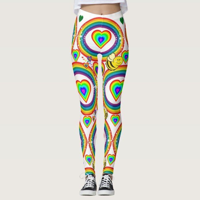 Leggings Rainbow Bumblebee Hearts (Devant)