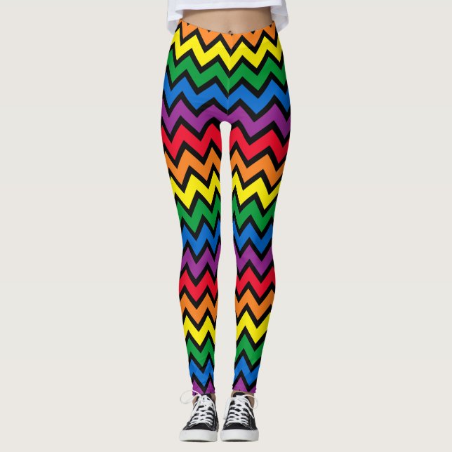 Leggings Rainbow Chevron noir (Devant)