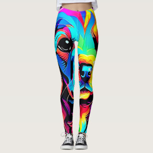 Leggings Rainbow Dog Portrait Art