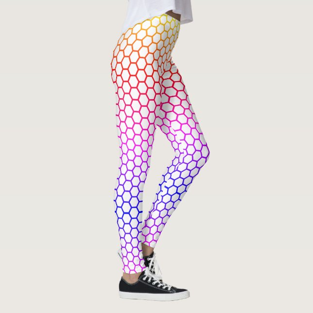 Leggings Rainbow Honeycomb Grid Motif (Droite)