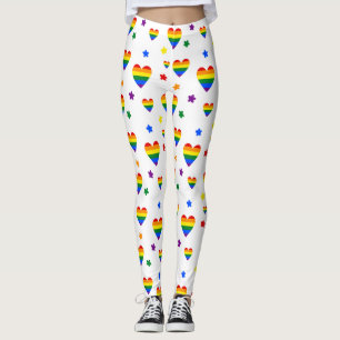 Leggings Rainbow LGBT Coeurs et Fleurs colorées Motif