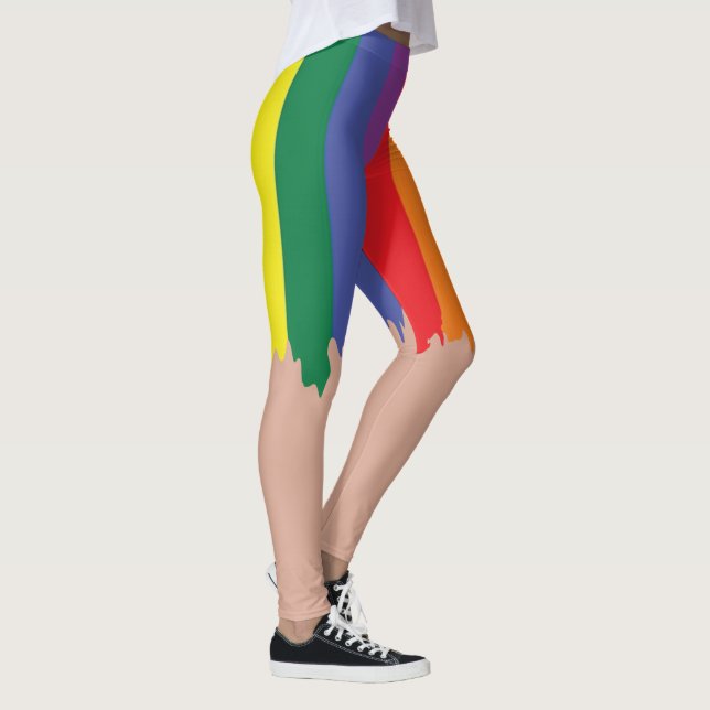 Leggings Rainbow Pride exécution peinture nouveauté amusant (Droite)