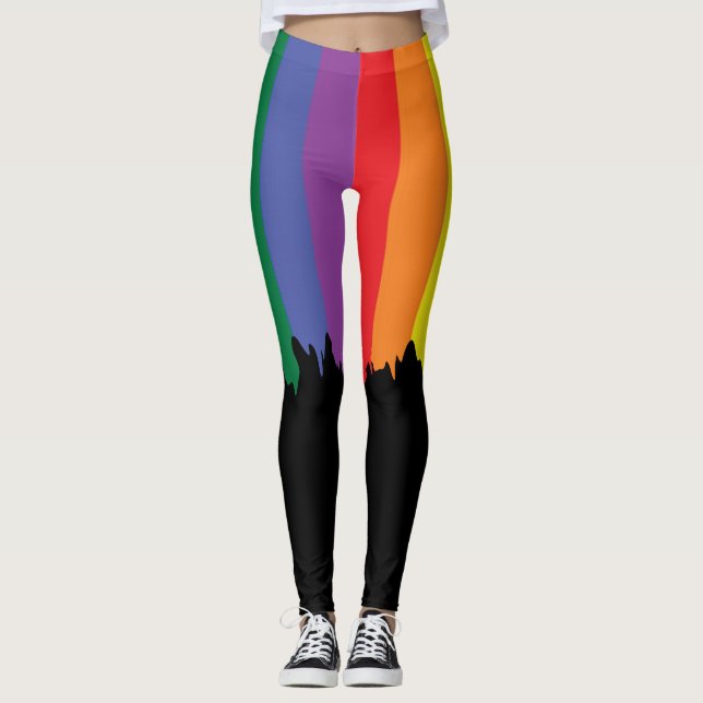 Leggings Rainbow Pride exécution peinture nouveauté amusant (Devant)