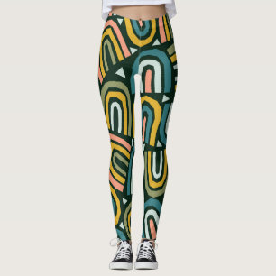 Leggings Rainbows de style géométrique, motif vintage.