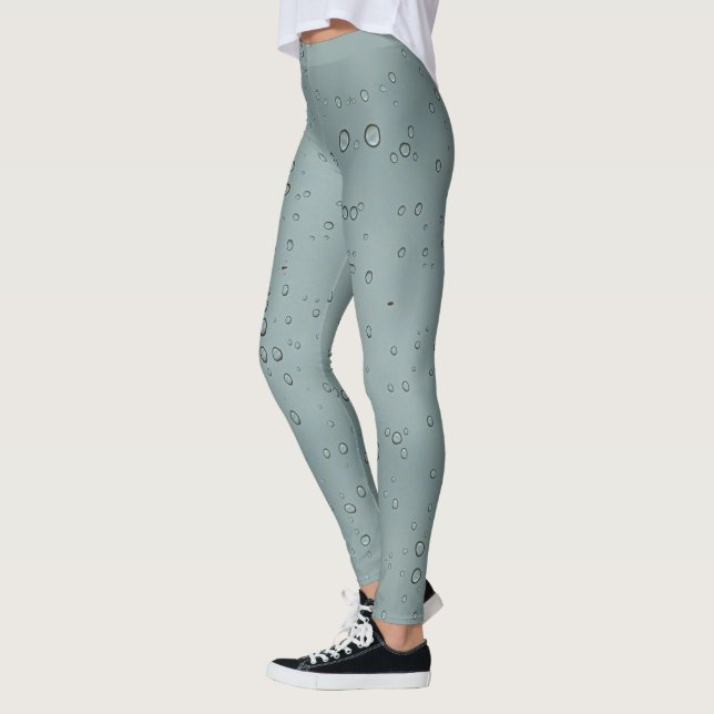 Leggings Raindrop Motif Grey Nature Photo Water Droplet (Gauche)