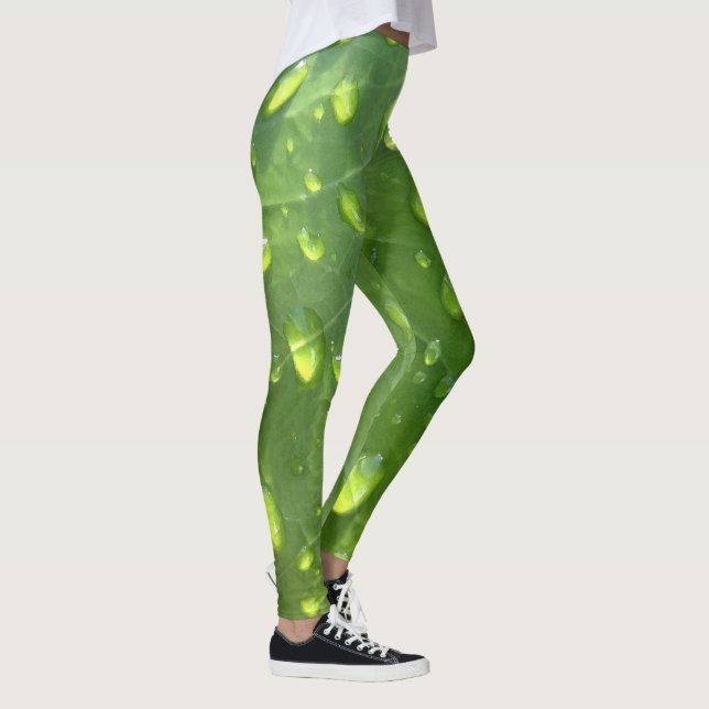 Leggings Raindrops sur une feuille (Droite)