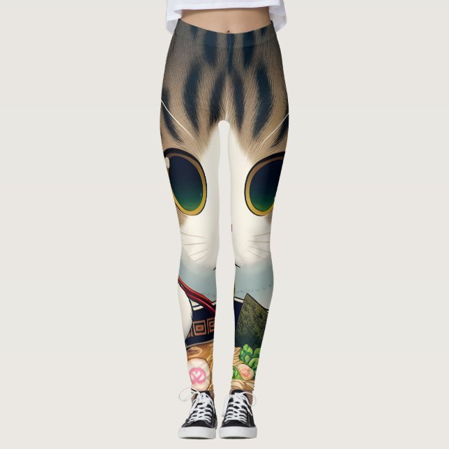 Leggings Ramen mangeant de chat Munchkin (Devant)