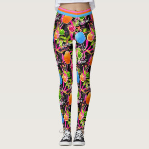 Leggings Raquettes de Pickleball Audacieuses & Florales