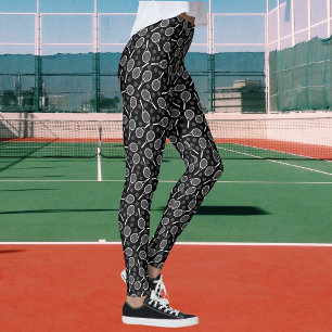 Leggings Raquettes de tennis et balles Sport gris Motif à t
