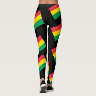 Leggings Rasta colore les rayures jaunes vertes de drapeau