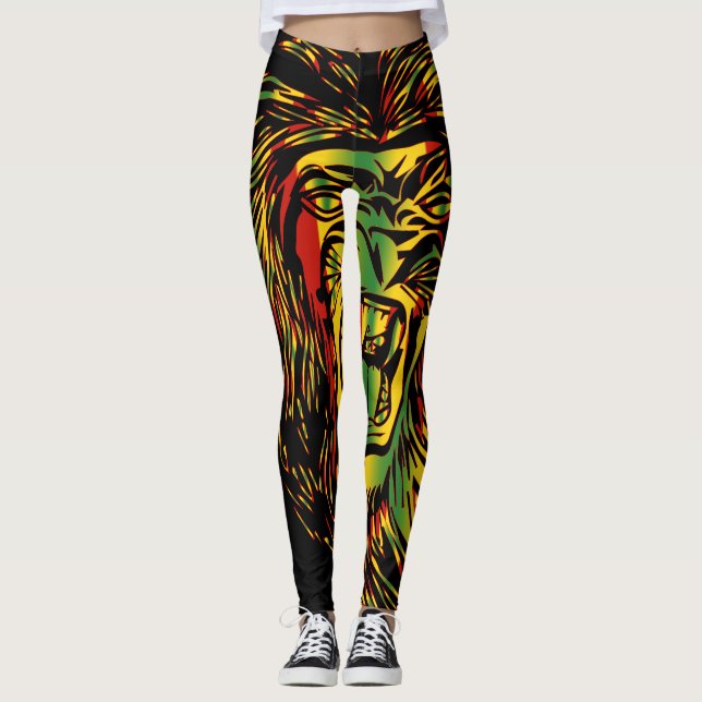 Leggings Rasta Lion de Juda Jambes de feu (Devant)