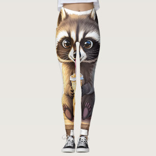 Leggings Raton laveur buvant du café glacé