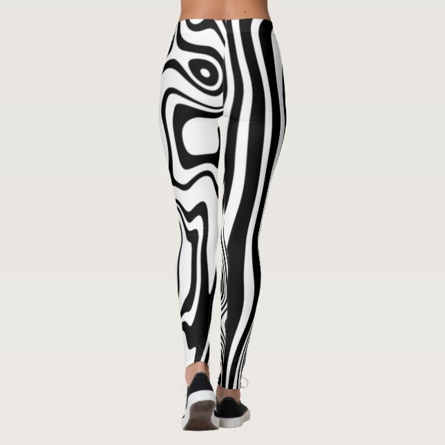 Leggings rayés blancs noirs ou choisir la couleur (Dos)