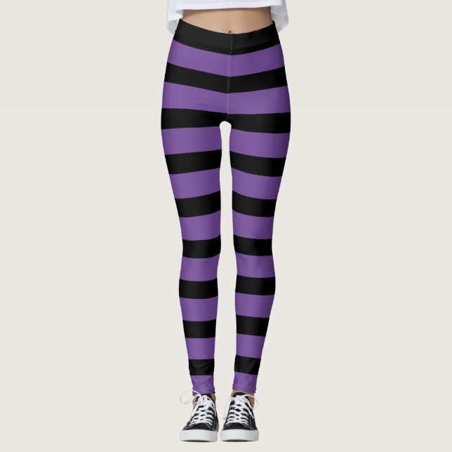 Leggings rayés violets et noirs (Devant)