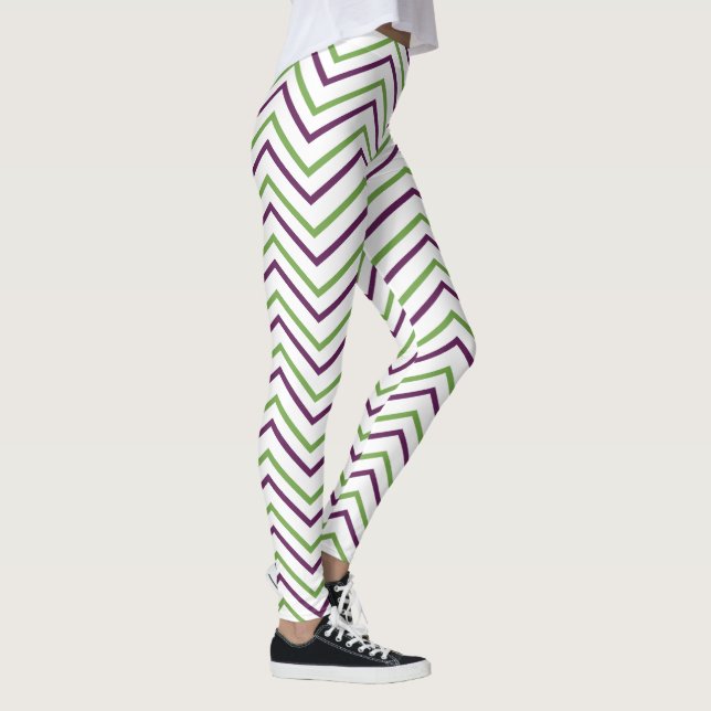 Leggings Rayure Chevron Vert Violet  (Droite)