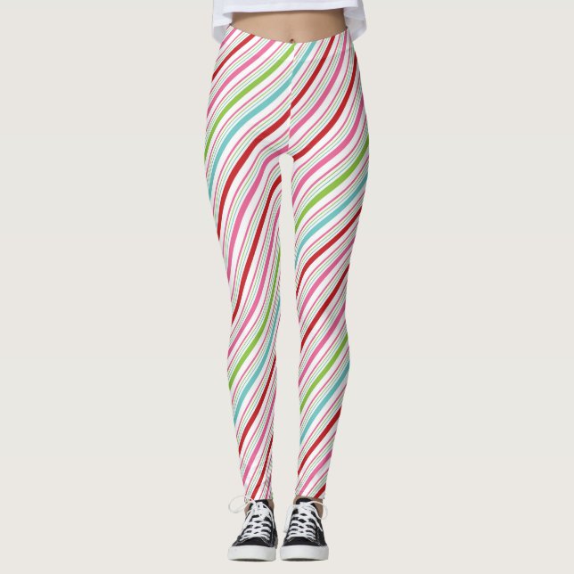 Leggings Rayure de sucrerie joyeuse et lumineuse (Devant)