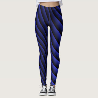 Leggings Rayure Vague Bleue Motif Abstrait