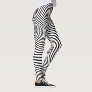 Leggings Rayures artistiques blanches de zèbre de noir