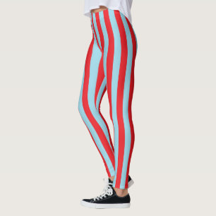 Leggings Rayures bleues rouges et en pastel verticales