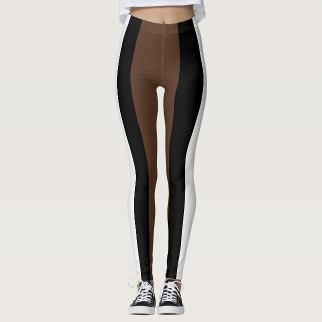 Leggings rayures Brown, noir et blanc (Devant)