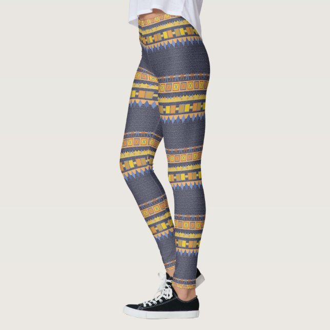 Leggings Rayures de couleur géométrique de coutume de (Gauche)
