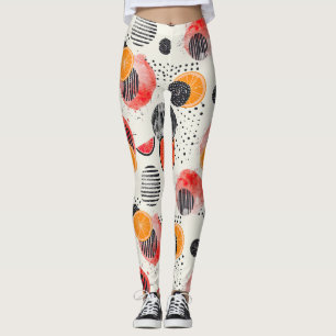 Leggings Rayures de tranches de citrus gras (3)