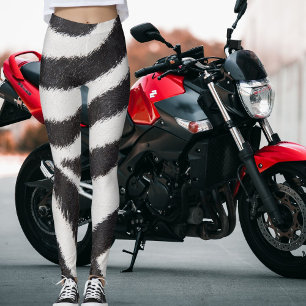 Leggings Rayures de zèbre noir et blanc Motif Animal de la