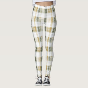 Leggings Rayures écossaises vert jaune blanc
