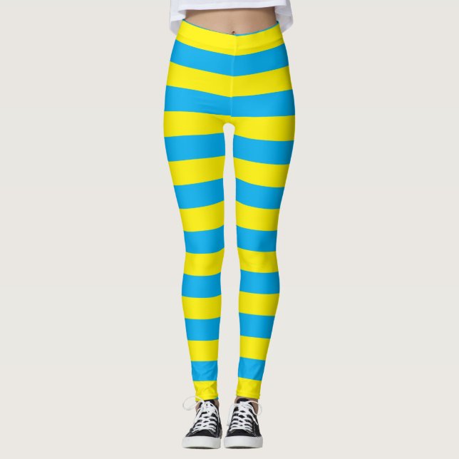 Leggings Rayures horizontales bleues et jaunes (Devant)