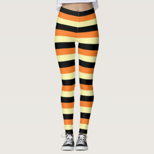 Leggings Rayures jaune pâle, noires et oranges