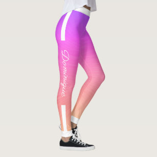 Leggings Rayures latérales monogrammes sur le rose rayé
