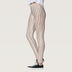 Leggings Rayures Marron Crème