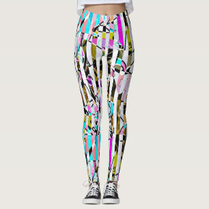 Leggings rayures motif rayées Abstraites beige turquoise p