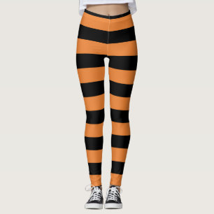 Leggings Rayures noires et orange Fête amusante Halloween
