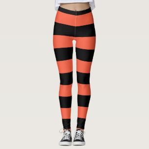 Leggings Rayures noires et orange Fête amusante Halloween