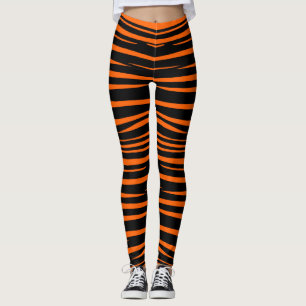 Leggings Rayures noires et orange Halloween