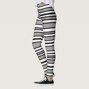 Leggings Rayures noires, grises, et blanches