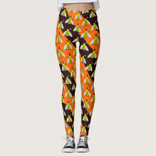 Leggings Rayures oranges et noires de sorcière magique