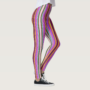 Leggings Rayures Rétro Brillantes et Audacieuses Multi Coul